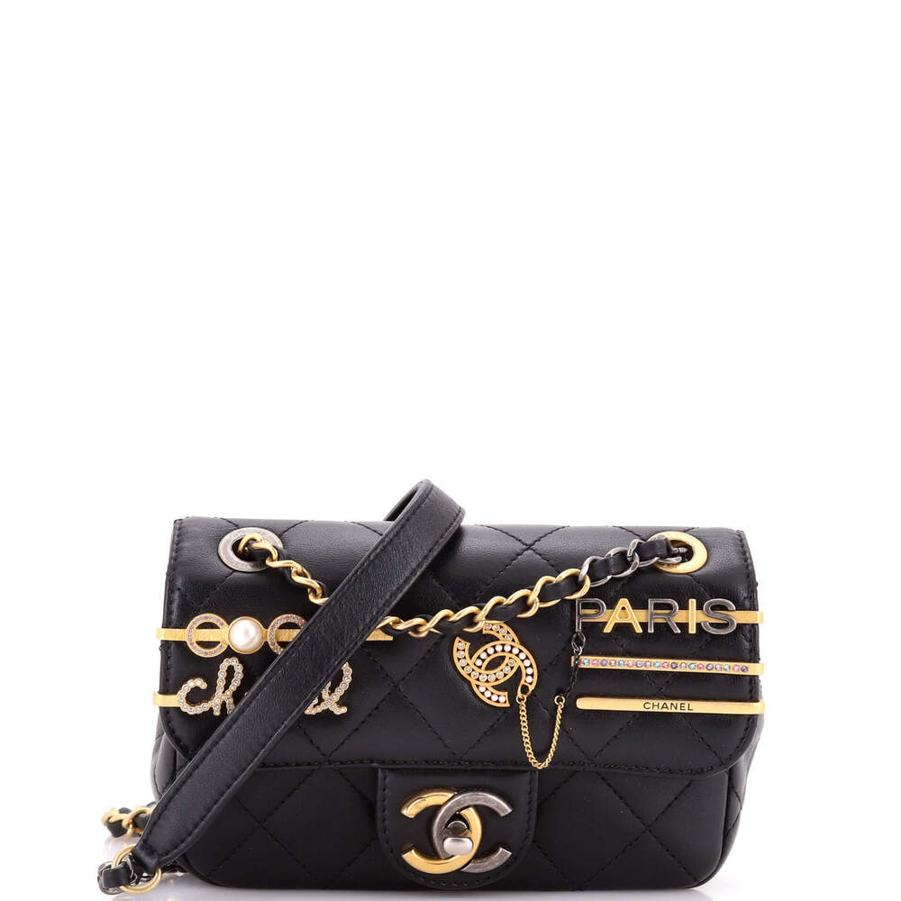 Chanel Mini Coco Clips Flap Bag Embellished Quilted Lambskin